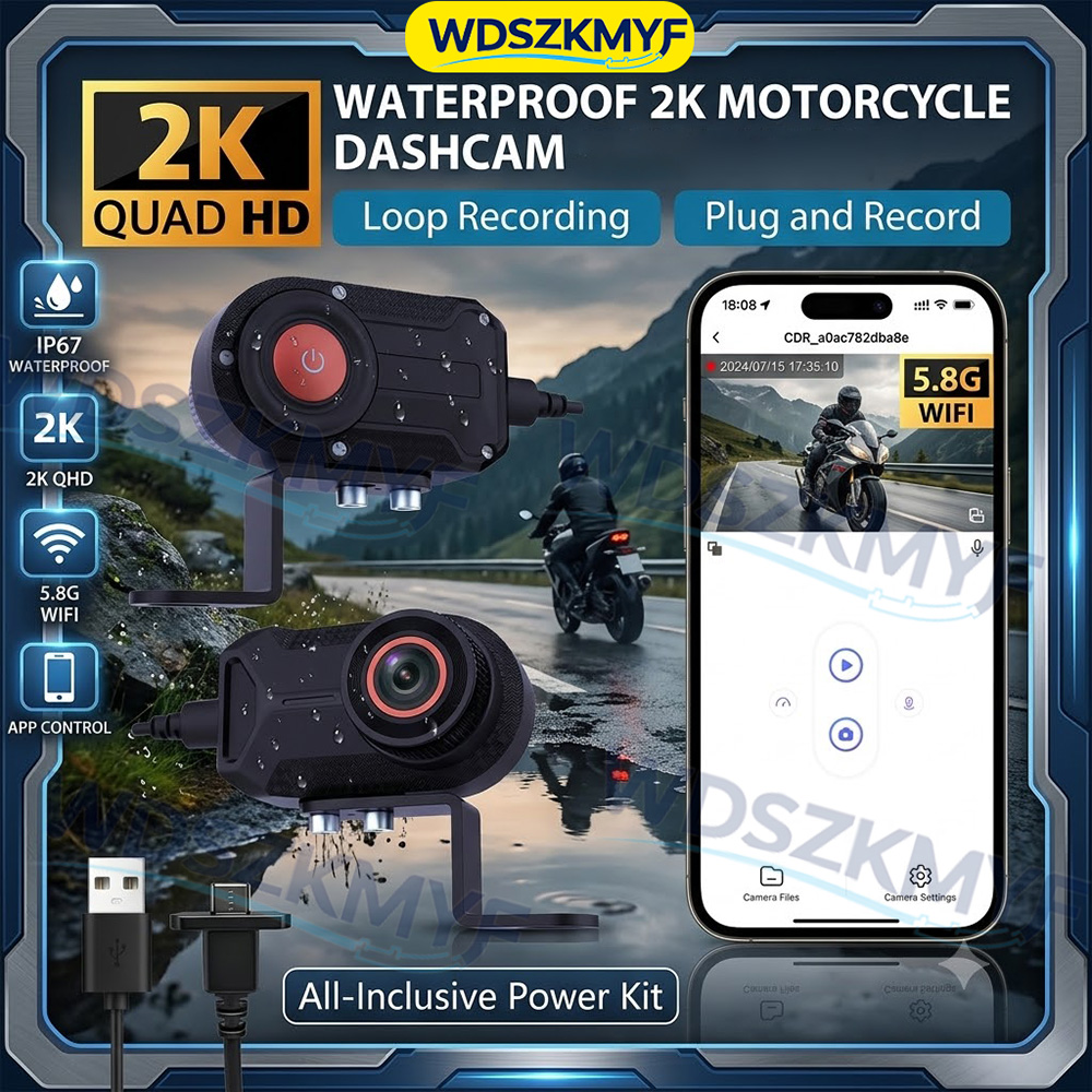 Mountain Biking Helmet - 2K 30fps Motorcycle Dash Cam DVR
